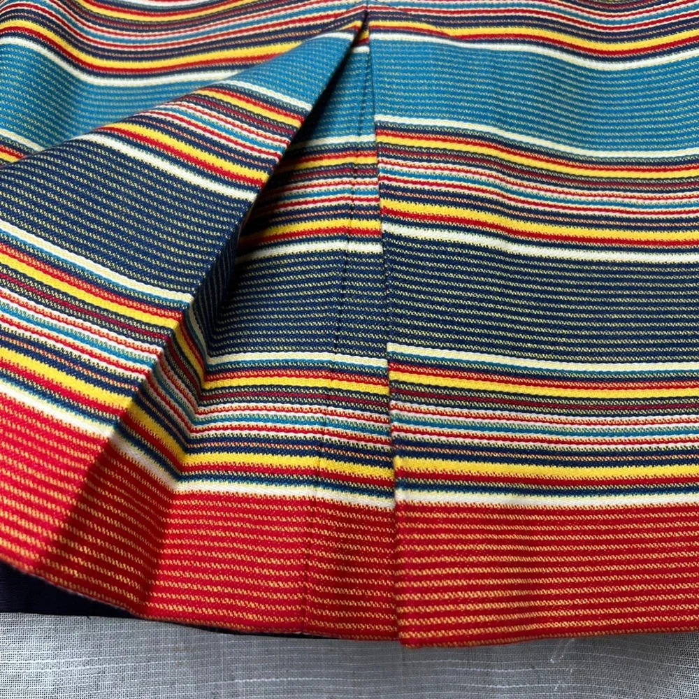 70s Vintage Ellen Tracy Pleated Mini Skirt Striped Red‎ Blue Women's Size 25